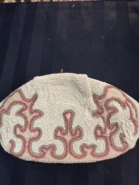 Vintage, 1920’s Beaded White and Pink Vintage-Style Evening Clutch